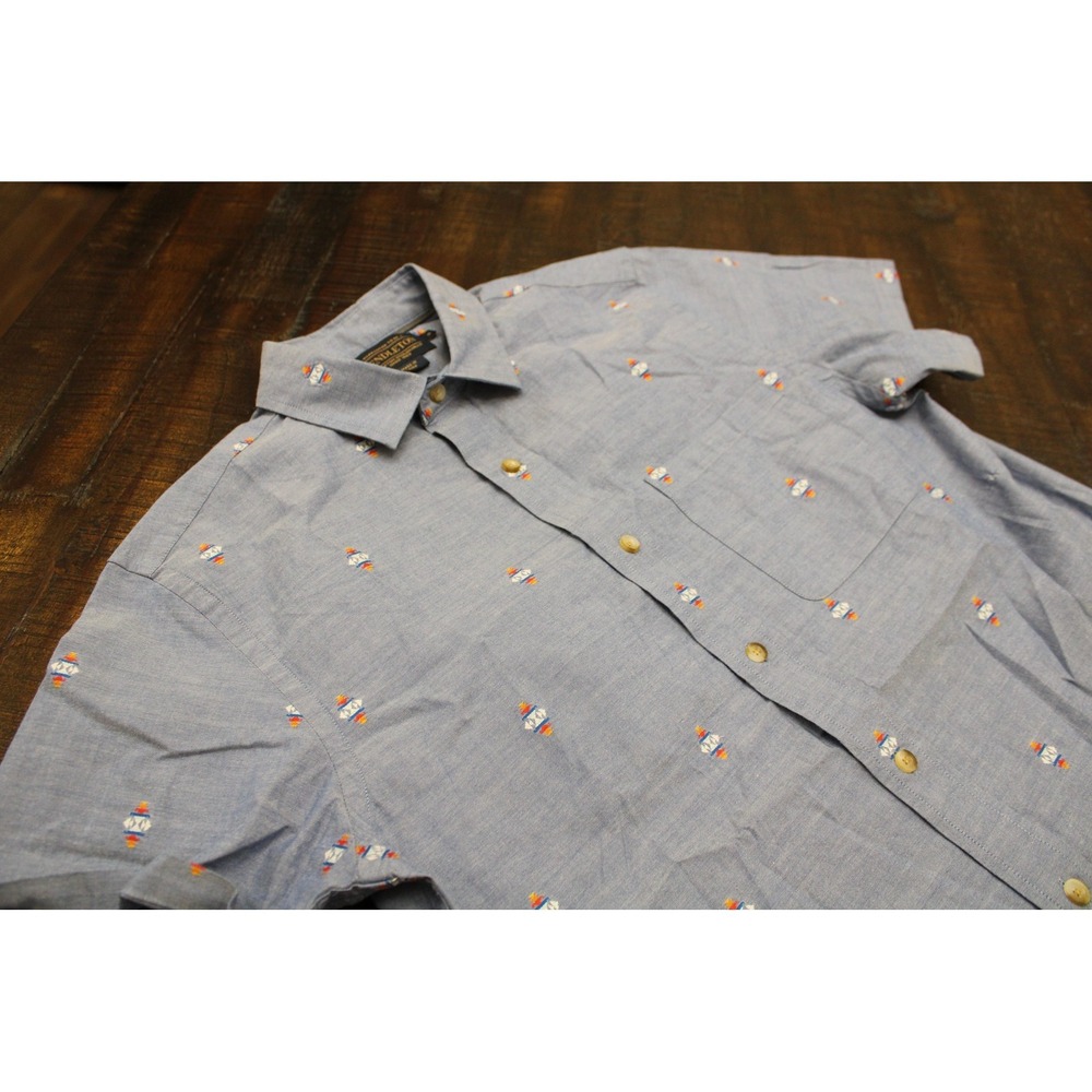 Pendleton Shirt Mens Small Blue Geometric Short Sleeve Button Chambray Aztec